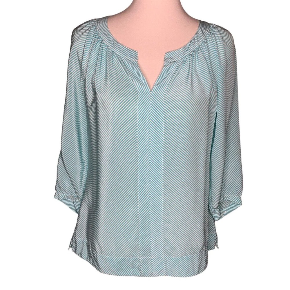 Lilly Pulitzer Silk Striped Moxy Top Blouse Size Small Blue White Style 48607